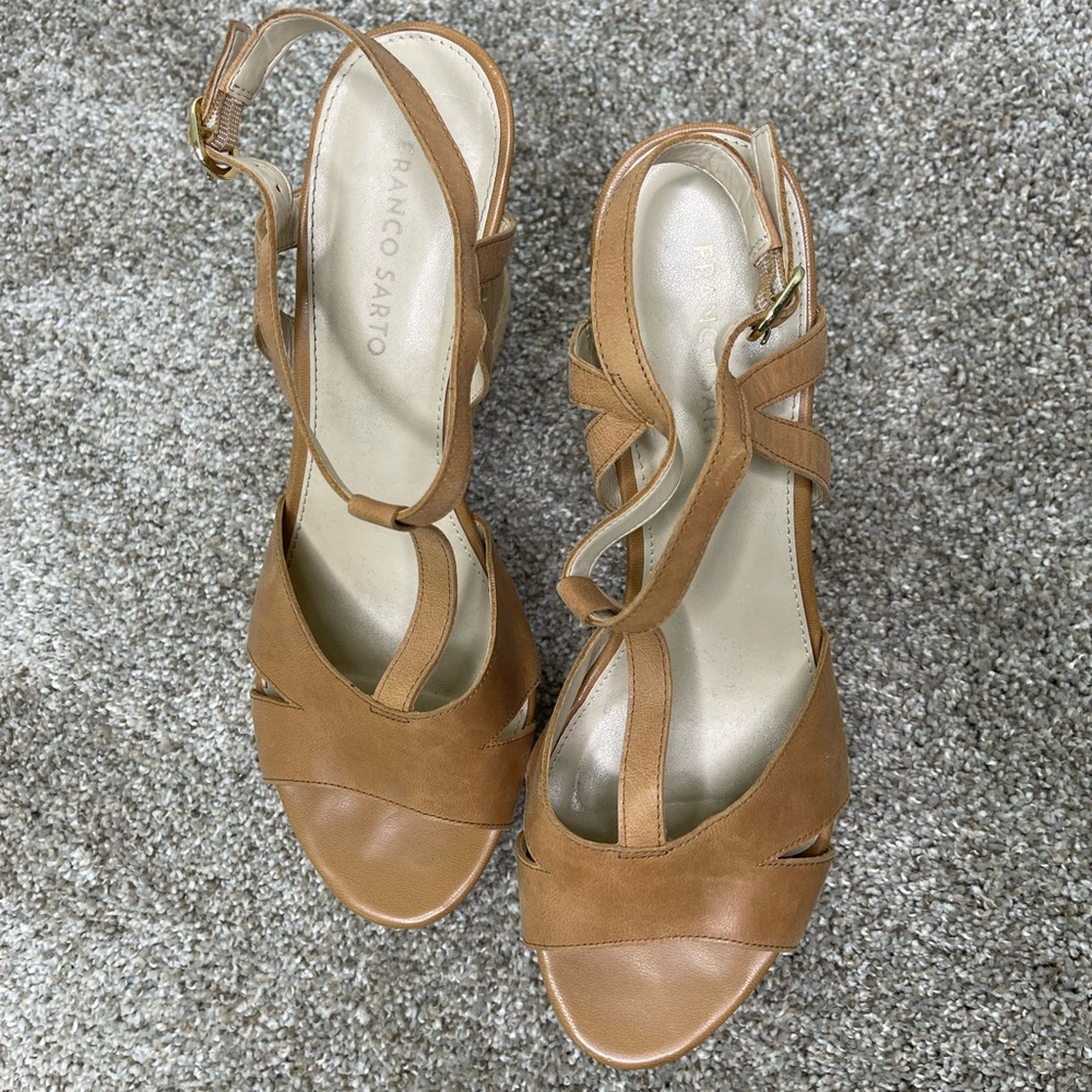 Tan Wedge Sandals - size 11,  barely worn